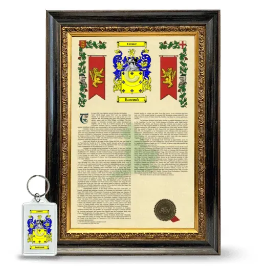 Bartromb Framed Armorial History and Keychain - Heirloom