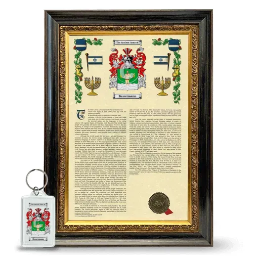 Bassermann Framed Armorial History and Keychain - Heirloom