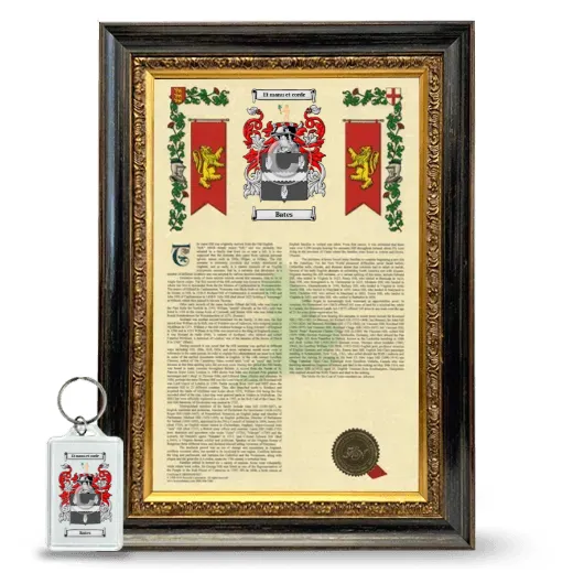 Bates Framed Armorial History and Keychain - Heirloom