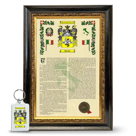 Battani Framed Armorial History and Keychain - Heirloom