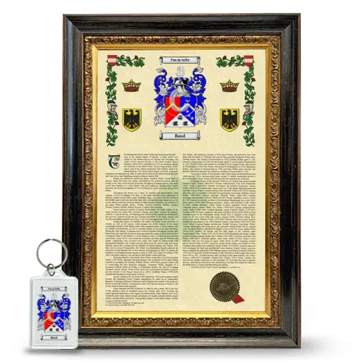 Baud Framed Armorial History and Keychain - Heirloom