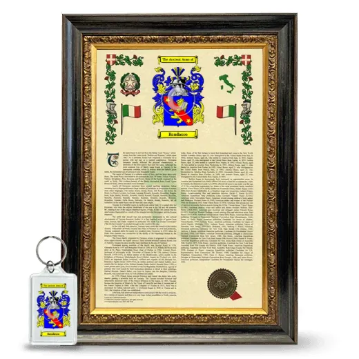Baudasso Framed Armorial History and Keychain - Heirloom