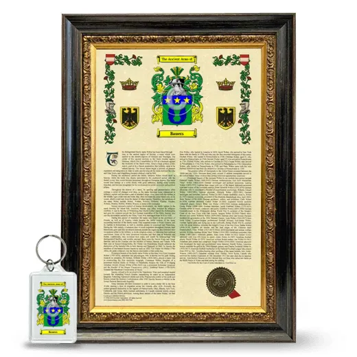 Bauers Framed Armorial History and Keychain - Heirloom