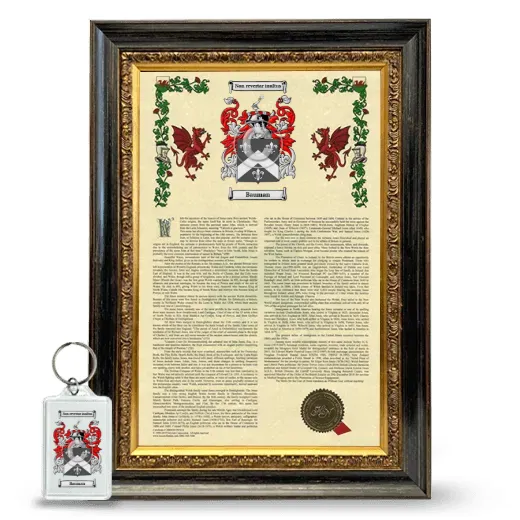 Bauman Framed Armorial History and Keychain - Heirloom
