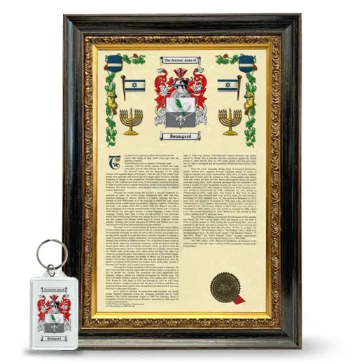 Baumgard Framed Armorial History and Keychain - Heirloom