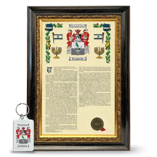Baumgartner Framed Armorial History and Keychain - Heirloom