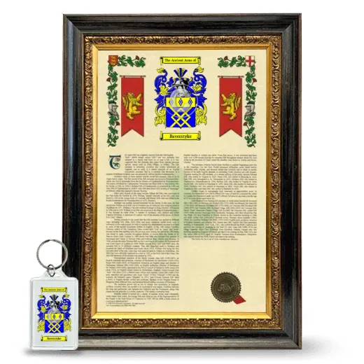 Baverstyke Framed Armorial History and Keychain - Heirloom