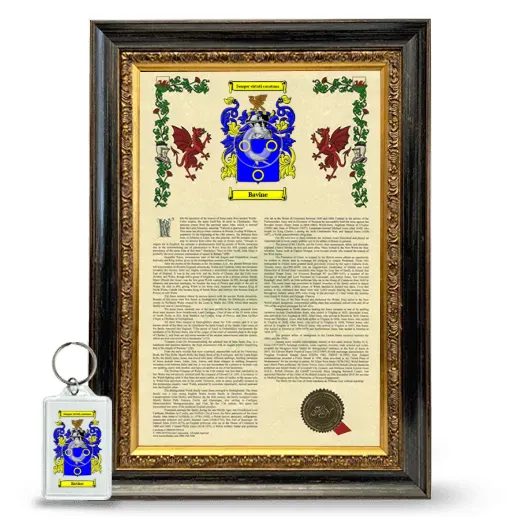 Bavine Framed Armorial History and Keychain - Heirloom
