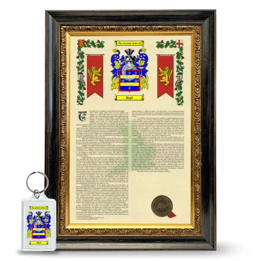 Bayé Framed Armorial History and Keychain - Heirloom