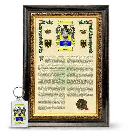 Bazold Framed Armorial History and Keychain - Heirloom