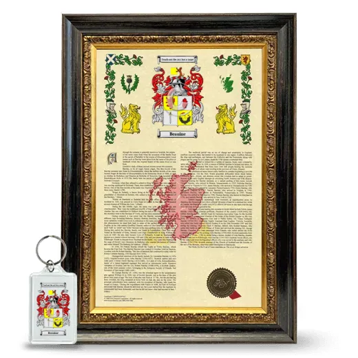 Beauine Framed Armorial History and Keychain - Heirloom