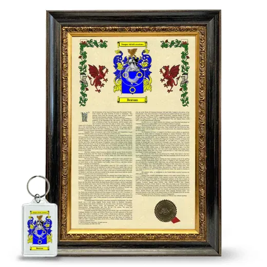 Beavan Framed Armorial History and Keychain - Heirloom