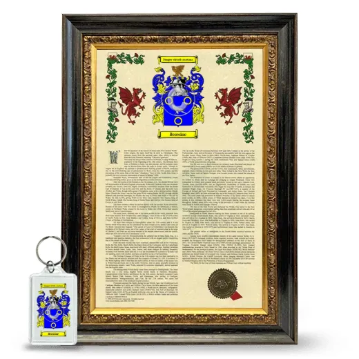 Beawine Framed Armorial History and Keychain - Heirloom