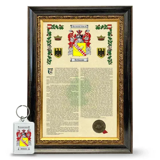 Bechmann Framed Armorial History and Keychain - Heirloom
