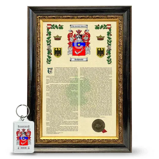 Becketold Framed Armorial History and Keychain - Heirloom