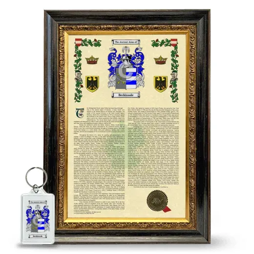 Beckinsale Framed Armorial History and Keychain - Heirloom
