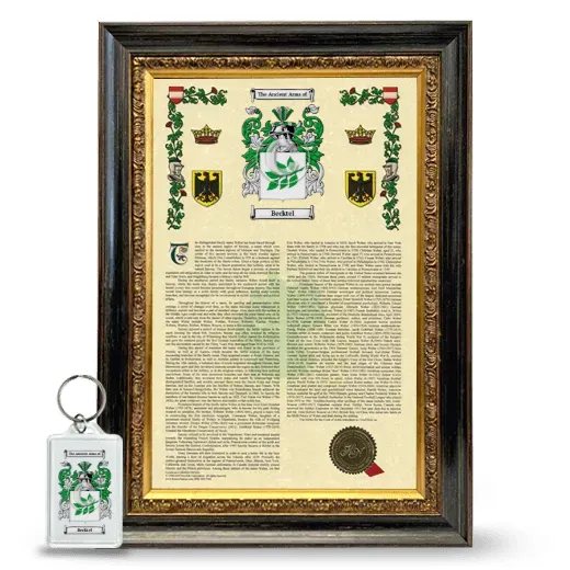 Becktel Framed Armorial History and Keychain - Heirloom