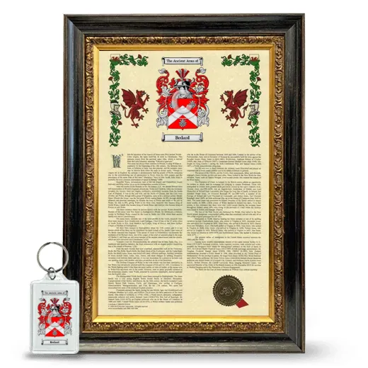 Bedard Framed Armorial History and Keychain - Heirloom