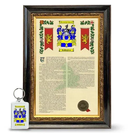 Beddingham Framed Armorial History and Keychain - Heirloom