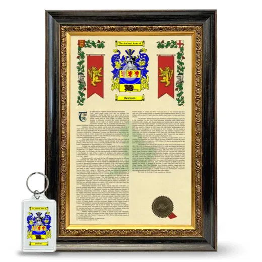 Beevors Framed Armorial History and Keychain - Heirloom