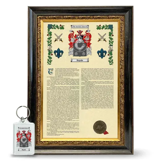 Beguin Framed Armorial History and Keychain - Heirloom