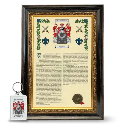 Beguinet Framed Armorial History and Keychain - Heirloom