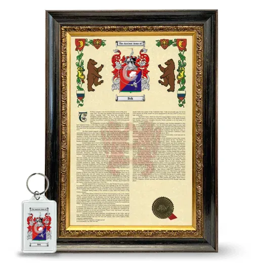 Bek Framed Armorial History and Keychain - Heirloom