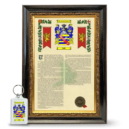 Belk Framed Armorial History and Keychain - Heirloom