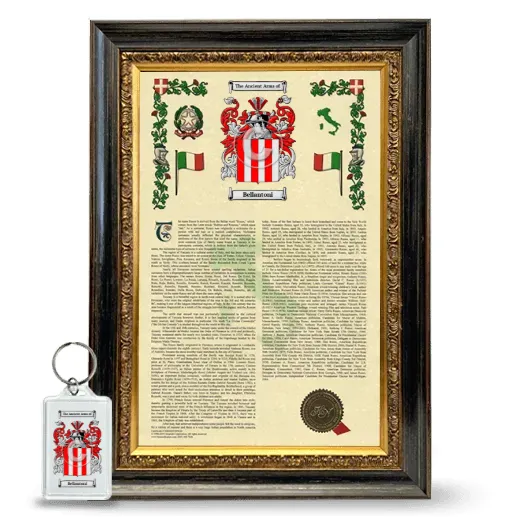 Bellantoni Framed Armorial History and Keychain - Heirloom