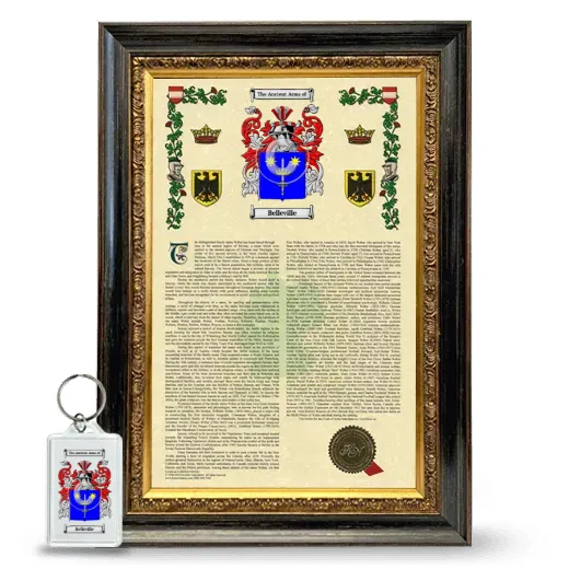 Belleville Framed Armorial History and Keychain - Heirloom