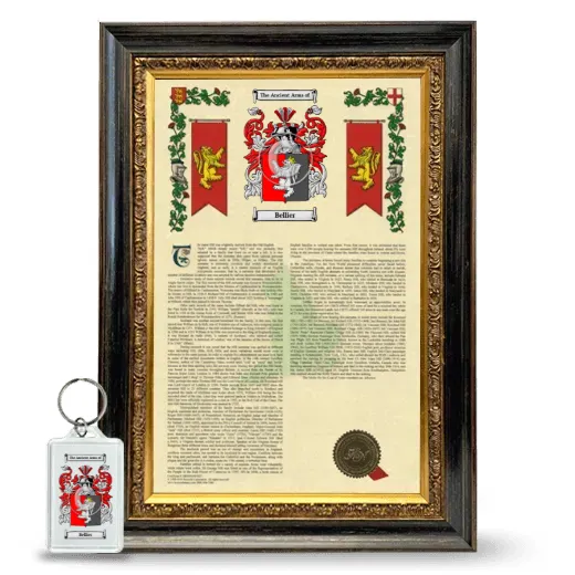 Bellier Framed Armorial History and Keychain - Heirloom