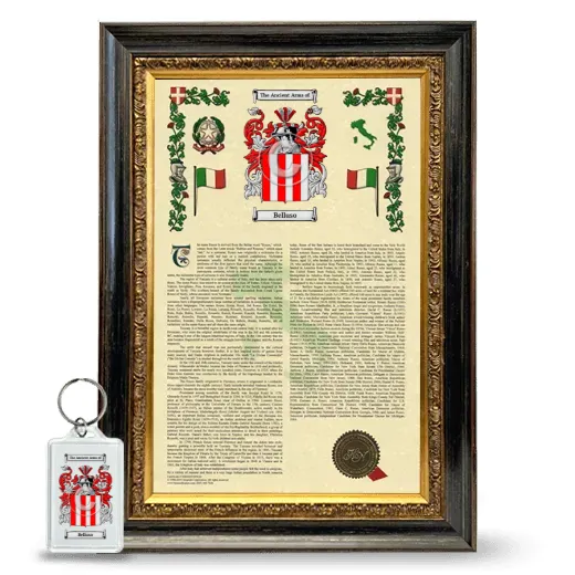 Belluso Framed Armorial History and Keychain - Heirloom