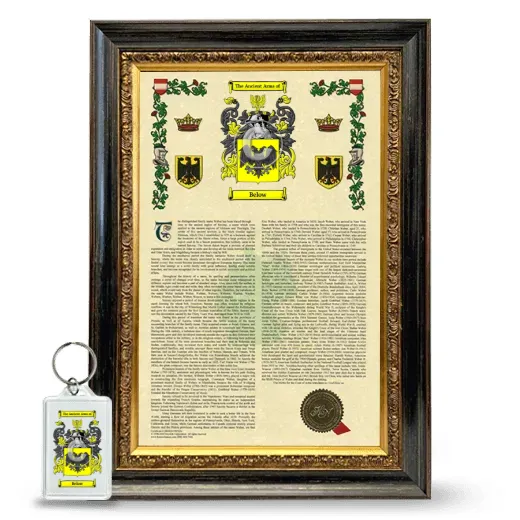 Below Framed Armorial History and Keychain - Heirloom