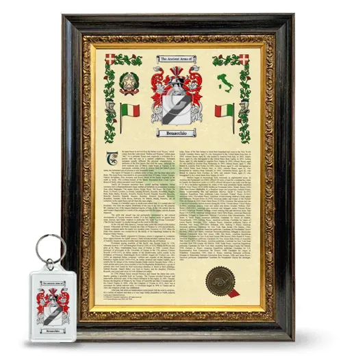 Benacchio Framed Armorial History and Keychain - Heirloom