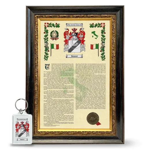 Benassi Framed Armorial History and Keychain - Heirloom