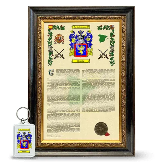 Beneito Framed Armorial History and Keychain - Heirloom