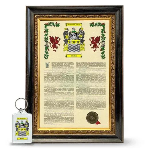 Benian Framed Armorial History and Keychain - Heirloom