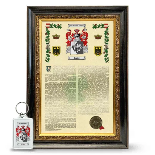 Benier Framed Armorial History and Keychain - Heirloom