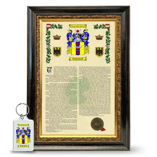 Benkendorff Framed Armorial History and Keychain - Heirloom