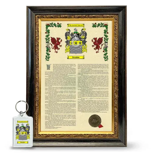 Bennion Framed Armorial History and Keychain - Heirloom