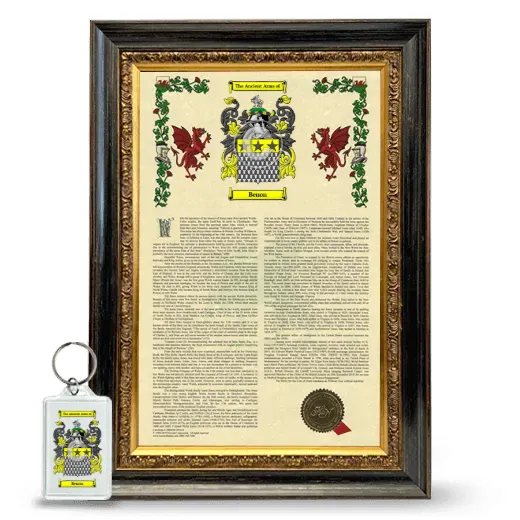 Benon Framed Armorial History and Keychain - Heirloom