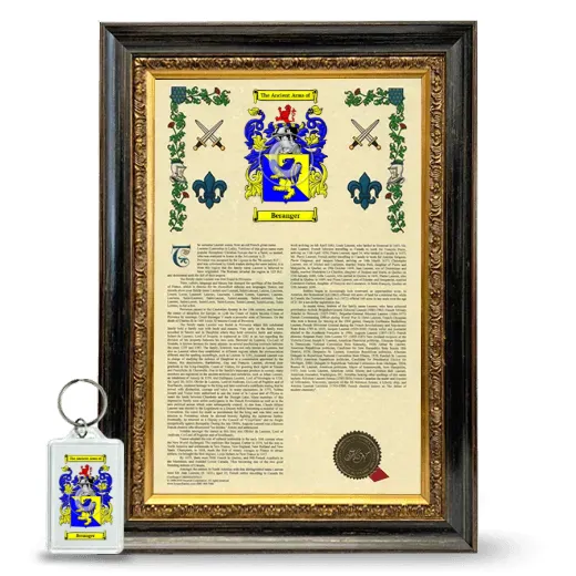Beranger Framed Armorial History and Keychain - Heirloom