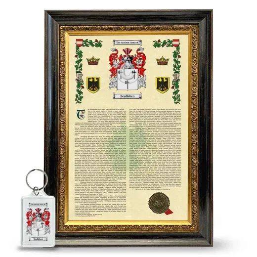 Berdleben Framed Armorial History and Keychain - Heirloom