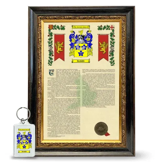 Berdolfe Framed Armorial History and Keychain - Heirloom