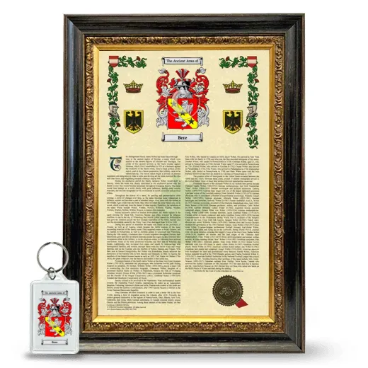 Bere Framed Armorial History and Keychain - Heirloom