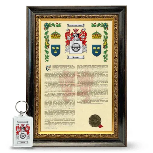Bergens Framed Armorial History and Keychain - Heirloom