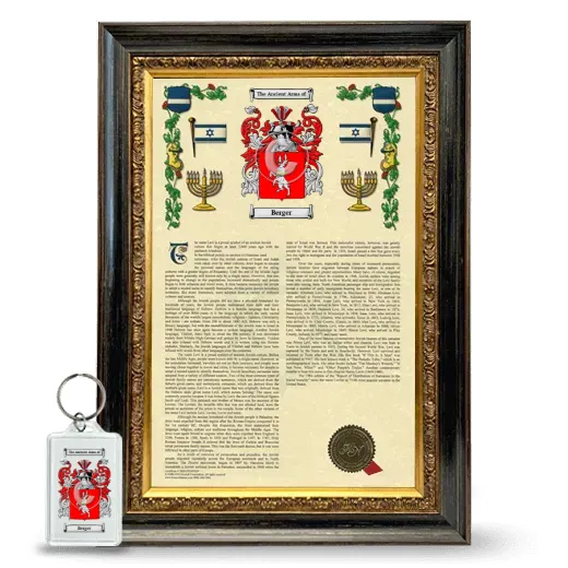 Berger Framed Armorial History and Keychain - Heirloom