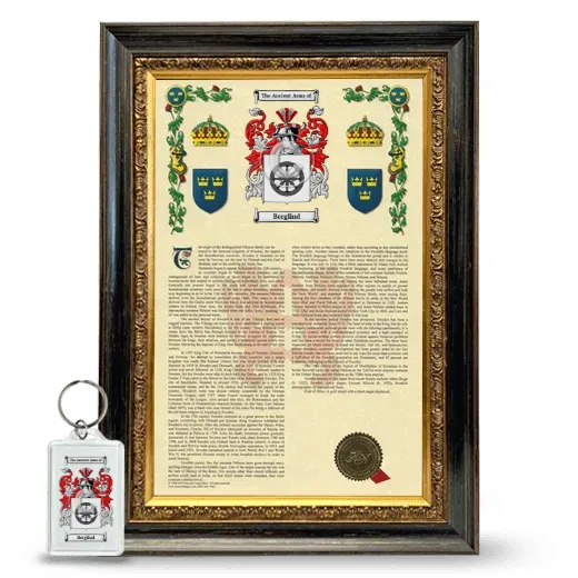 Berglind Framed Armorial History and Keychain - Heirloom
