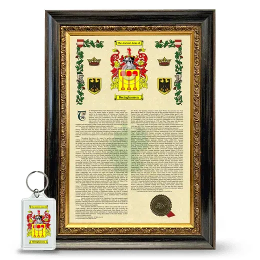 Beringhausen Framed Armorial History and Keychain - Heirloom