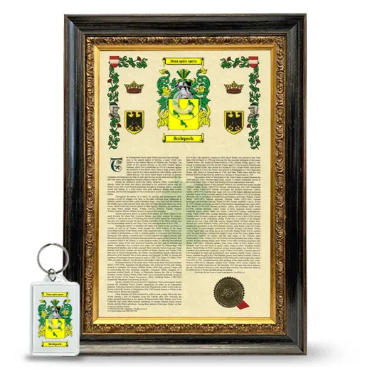 Berlepsch Framed Armorial History and Keychain - Heirloom